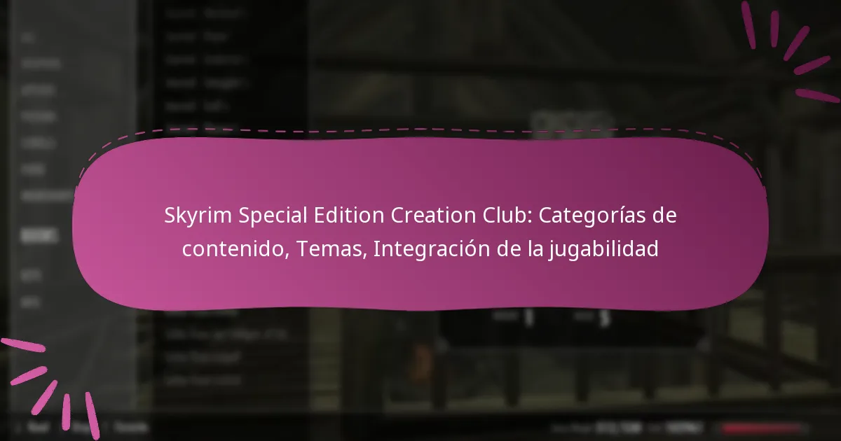Skyrim Special Edition Creation Club: Categorías de contenido, Temas, Integración de la jugabilidad